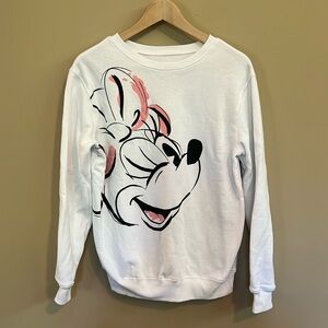 Minnie Mouse Wink Print Crewneck Sweatshirt
